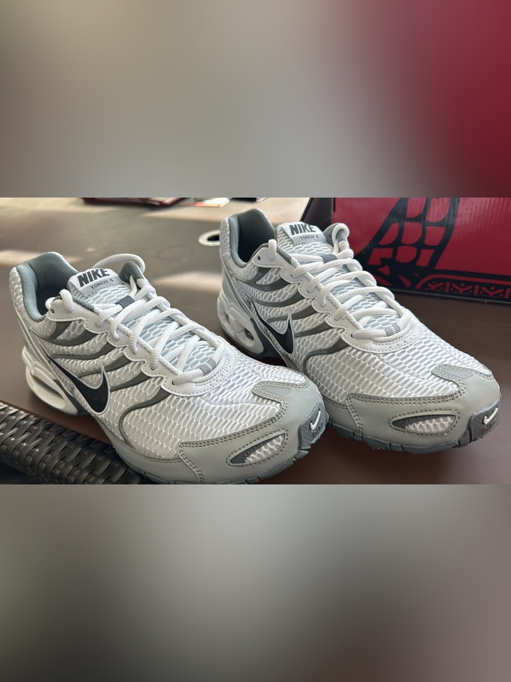 Nike White and Black Mesh Running Sneakers